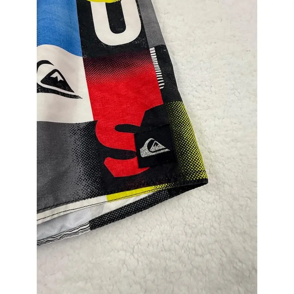 Quiksilver Boardshorts Geometric Pattern‎ Drawstring Boardshorts Shorts Size 25